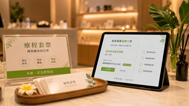 SPA 療程套票與儲值卡經營的概念視覺